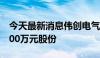 今天最新消息伟创电气：拟回购2000万至4000万元股份