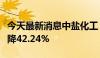 今天最新消息中盐化工：上半年净利润同比下降42.24%