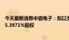 今天最新消息中瓷电子：拟以支付现金的方式收购国联万众5.3971%股权