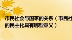 市民社会与国家的关系（市民社会的发展对于国家权力体系的民主化具有哪些意义）