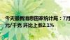 今天最新消息国家统计局：7月下旬生猪 外三元价格为19.4元/千克 环比上涨2.1%