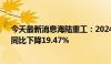 今天最新消息海陆重工：2024年上半年净利润1.27亿元，同比下降19.47%