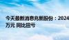 今天最新消息兆新股份：2024年上半年实现净利润208.92万元 同比扭亏