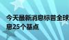 今天最新消息标普全球：美联储将在9月份降息25个基点