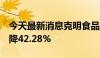 今天最新消息克明食品：7月生猪销量同比下降42.28%