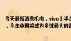 今天最新消息机构：vivo上半年智能手机销量位列国内第一，今年中国将成为全球最大的高阶手机市场