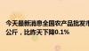 今天最新消息全国农产品批发市场猪肉平均价格为26.19元/公斤，比昨天下降0.1%