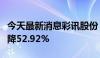 今天最新消息彩讯股份：上半年净利润同比下降52.92%