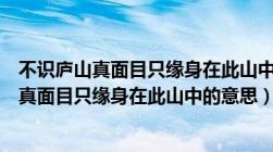 不识庐山真面目只缘身在此山中的意思比喻什么（不识庐山真面目只缘身在此山中的意思）