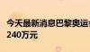 今天最新消息巴黎奥运会影院直播总票房突破240万元