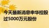 今天最新消息申华控股：控股股东拟增持不超过5000万元股份