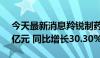 今天最新消息羚锐制药：上半年净利润4.13亿元 同比增长30.30%