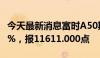 今天最新消息富时A50期指连续夜盘收涨0.09%，报11611.000点