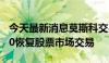 今天最新消息莫斯科交易所于当地时间17：30恢复股票市场交易