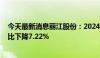 今天最新消息丽江股份：2024年上半年净利润1.12亿元 同比下降7.22%