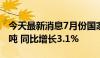 今天最新消息7月份国家铁路发送货物3.34亿吨 同比增长3.1%