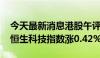 今天最新消息港股午评：恒生指数涨0.34% 恒生科技指数涨0.42%