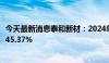 今天最新消息泰和新材：2024年上半年归母净利润同比下降45.37%