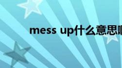 mess up什么意思啊（mess up）