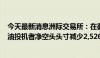 今天最新消息洲际交易所：在截至8月13日的一周内，燃料油投机者净空头头寸减少2,526份合约，降至-332份