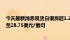 今天最新消息现货白银涨超1.2%，刷新8月2日一来最高位至28.75美元/盎司