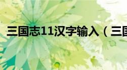 三国志11汉字输入（三国志11怎么打汉字）