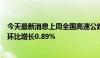 今天最新消息上周全国高速公路累计货车通行5249.1万辆，环比增长0.89%