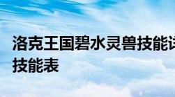 洛克王国碧水灵兽技能详解：全方位解析灵兽技能表