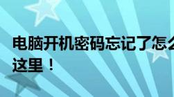 电脑开机密码忘记了怎么办？快速解决方法在这里！